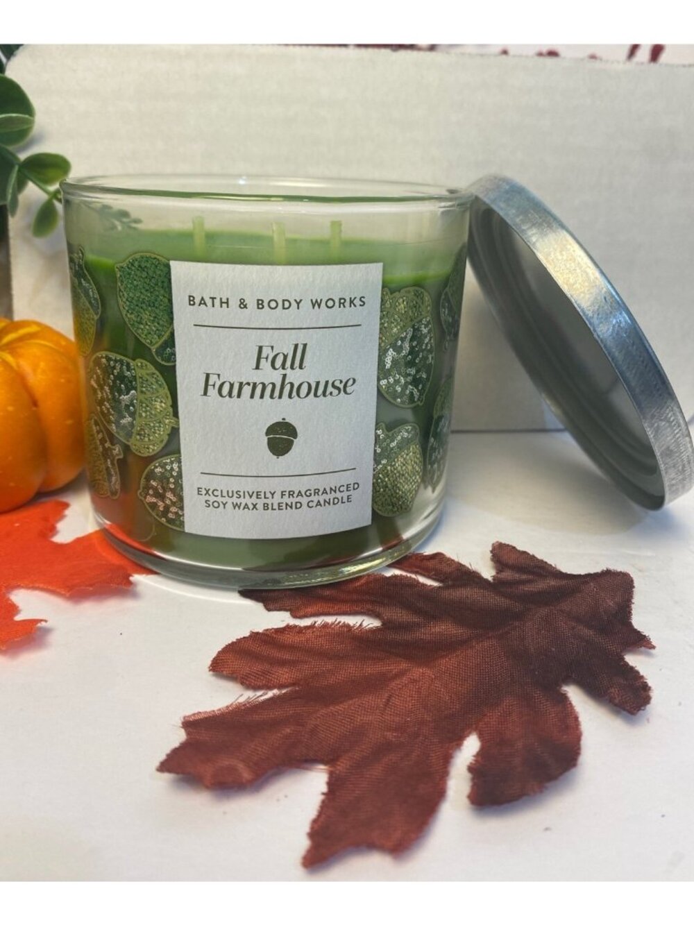 βFall Farmhouseβ Bath & Body Works New 3 Wick Candle
